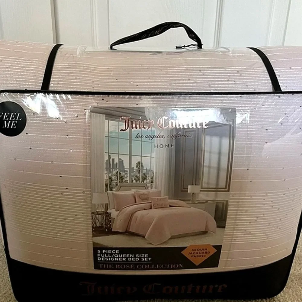 Juicy Couture Home Rose' Collection Sequin Jacquard Designer Bed Set